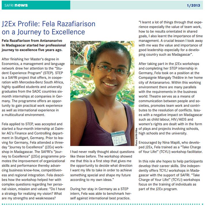 Fela in SAFRI News Q1 2013